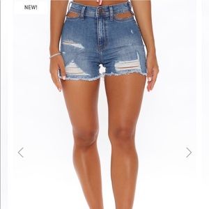 Fashion nova high rise cut out jean shorts